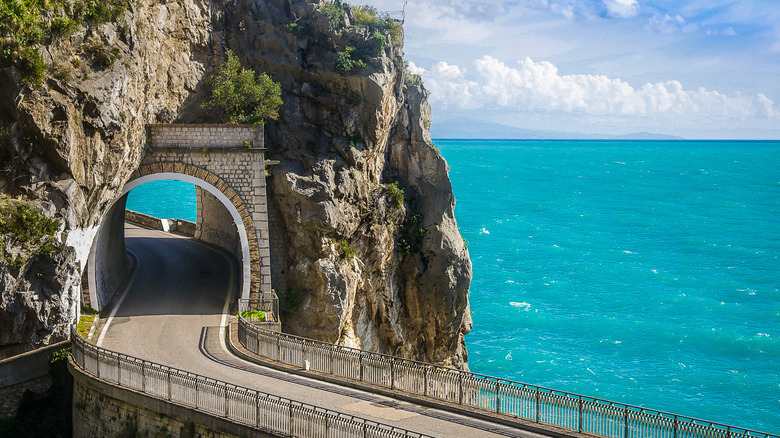 Amalfi Coast road and tunnel