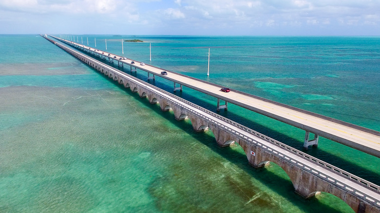 Aerial shot of Overseas Highway 