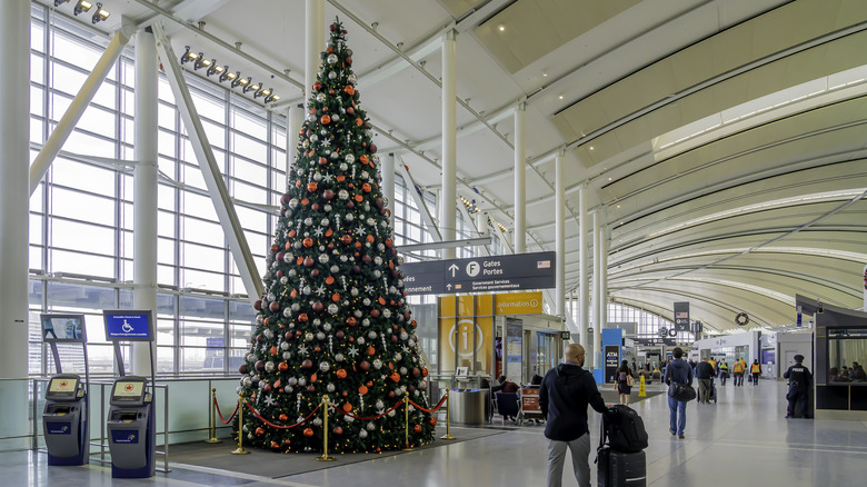 Christmas tree in an airport