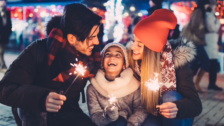 Family celebrating New Year's Eve