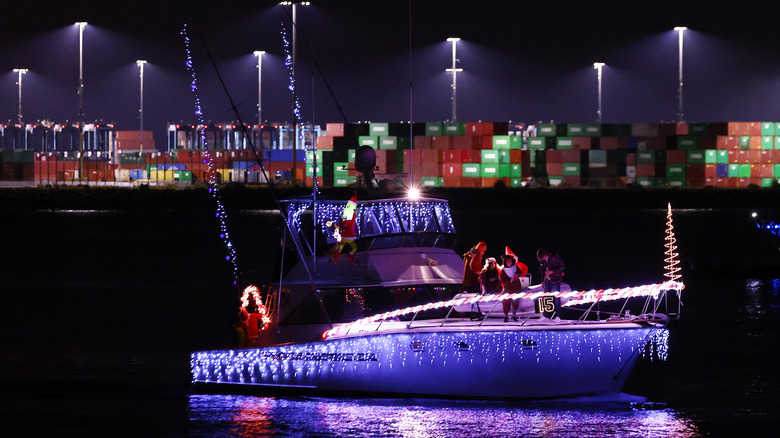 Boat with Christmas lights